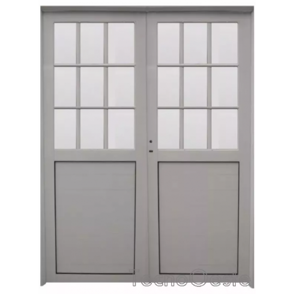 Puerta Doble Aluminio 1/2 Vidrio Repartido 160x200